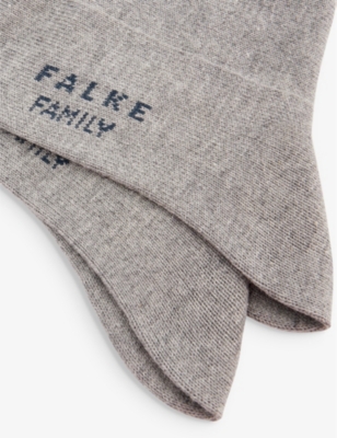 Falke Boys Light Grey Kids Family So Logo-print Stretch-cotton Blend Ankle Socks 2-13 Years In Light Grey