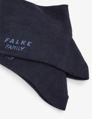 Shop Falke Boys Darkmarine Kids Family So Logo-print Stretch-cotton Blend Socks 2-13 Years
