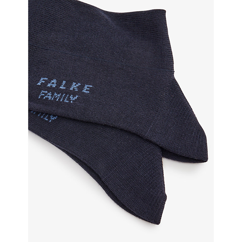 Shop Falke Boys Darkmarine Kids Family So Logo-print Stretch-cotton Blend Socks 2-13 Years