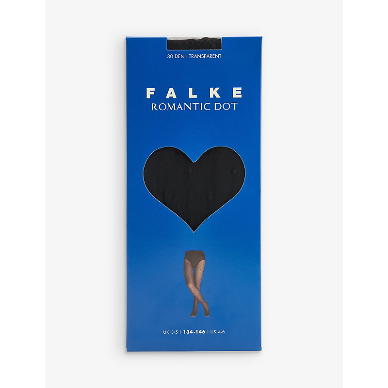 Falke Boys Black Kids Romantic Dot Logo-print Stretch-woven Tights