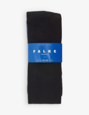 Shop Falke Boys Black Kids Family Ti Stretch-cotton Blend Tights