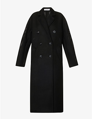 MAX MARA: Madame double-breasted cut-out pattern relaxed-fit woven coat