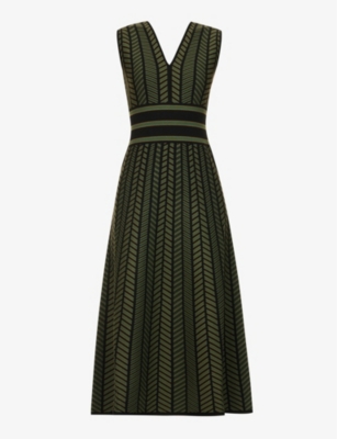 MAX MARA: Biavo geometric-pattern knitted midi dress