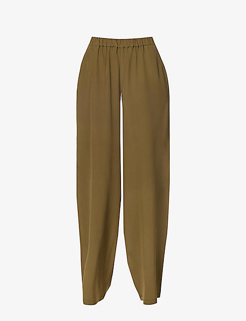 MAX MARA: Zigano relaxed-fit high-rise silk trousers