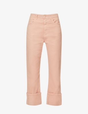 MAX MARA: Decano folded-cuff straight-leg high-rise stretch-denim jeans