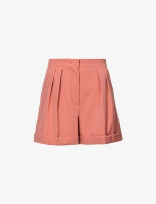 Max Mara Womens Salmon Bormida Pleated Stretch-wool Shorts In Salmon
