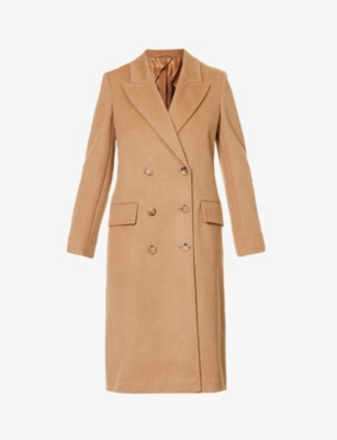 Max Mara Elmi Wool Blend Long Top Coat In Beige