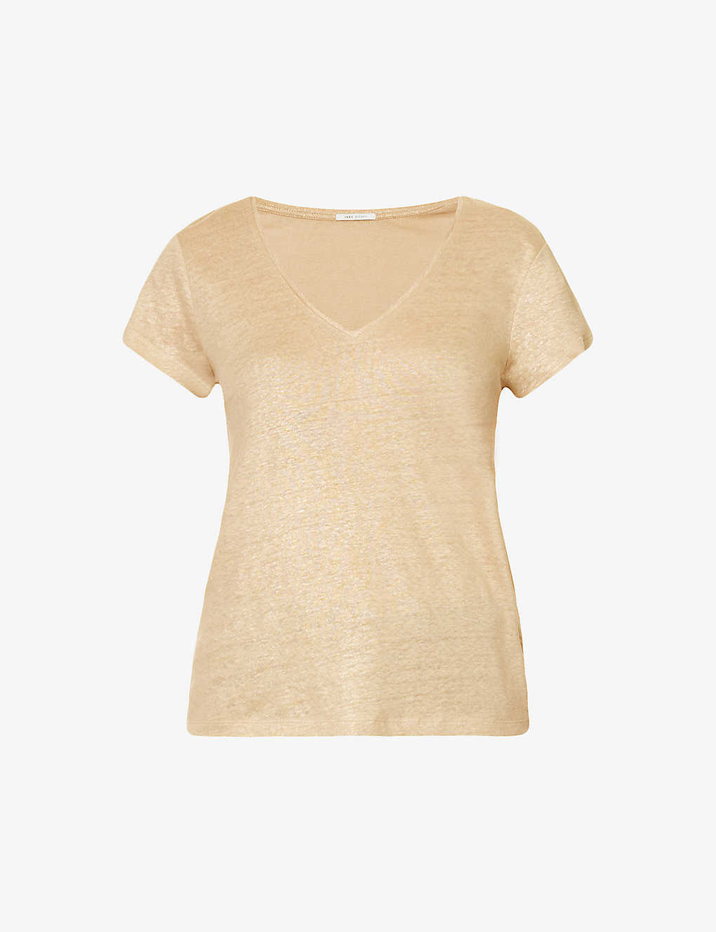 Ikks Womens Champagne V-neck Relaxed-fit Linen T-shirt In Cream