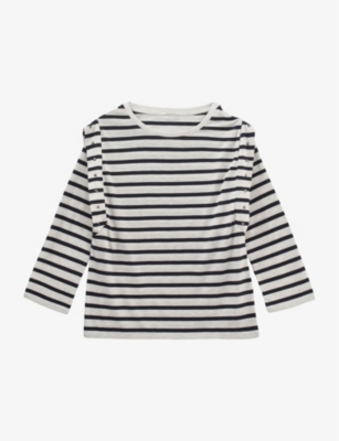 Ikks Womens Ivory Stud-embellished Striped Woven T-shirt