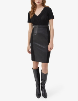 Shop Ikks Women's Black Stud-embellished Short-sleeved Knitted Top
