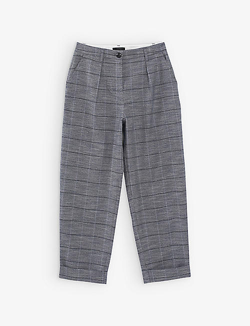 IKKS: Checked wide-leg stretch-woven trousers