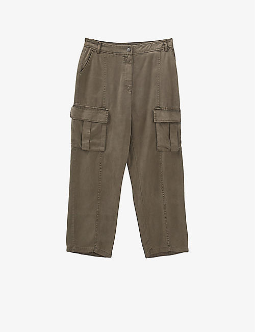 IKKS: Cargo-pocket straight-leg mid-rise woven trousers