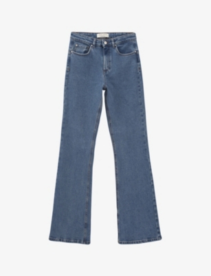 Ikks Womens Turquoise Boot-cut Flared-leg High-rise Stretch-denim Jeans In Blue