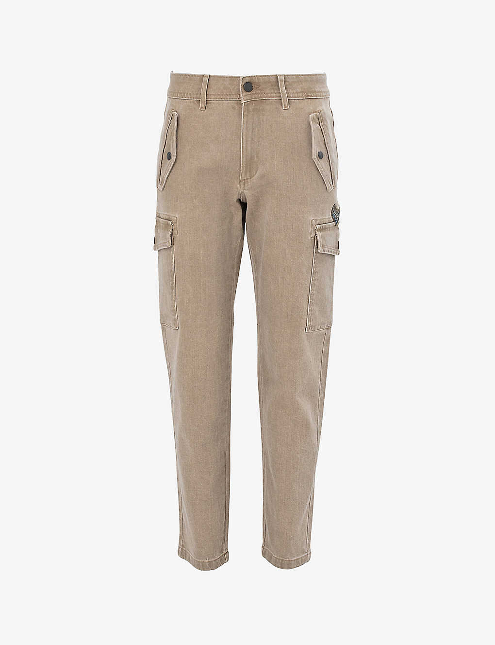 Ikks Womens Emerald Cargo-pocket Straight-leg Mid-rise Jeans