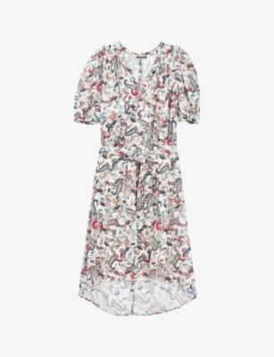 Ikks Womens Ivory Paisley-print Woven Midi Dress