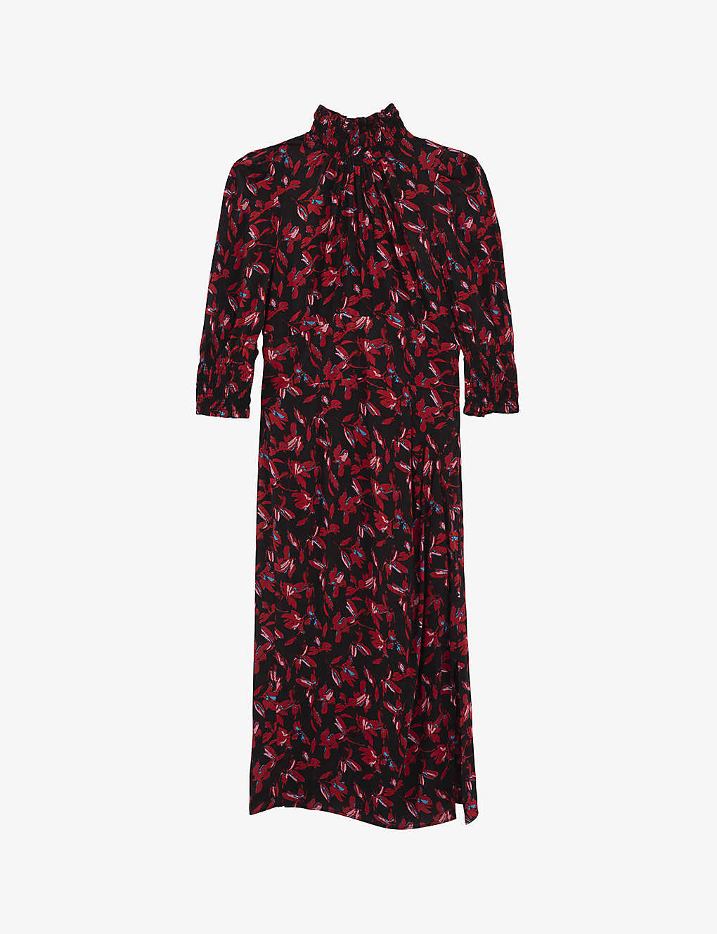 Ikks Womens Red Floral-print Woven Midi Dress