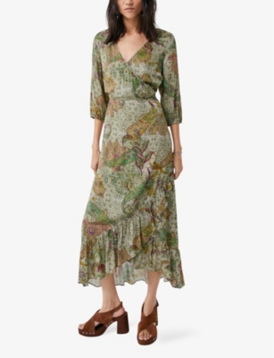 Shop Ikks Paisley-print Woven Maxi Dress In Green