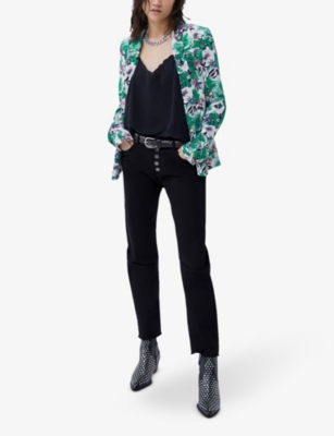 Shop Ikks Womens Light Green Botanical-print Woven Jacket