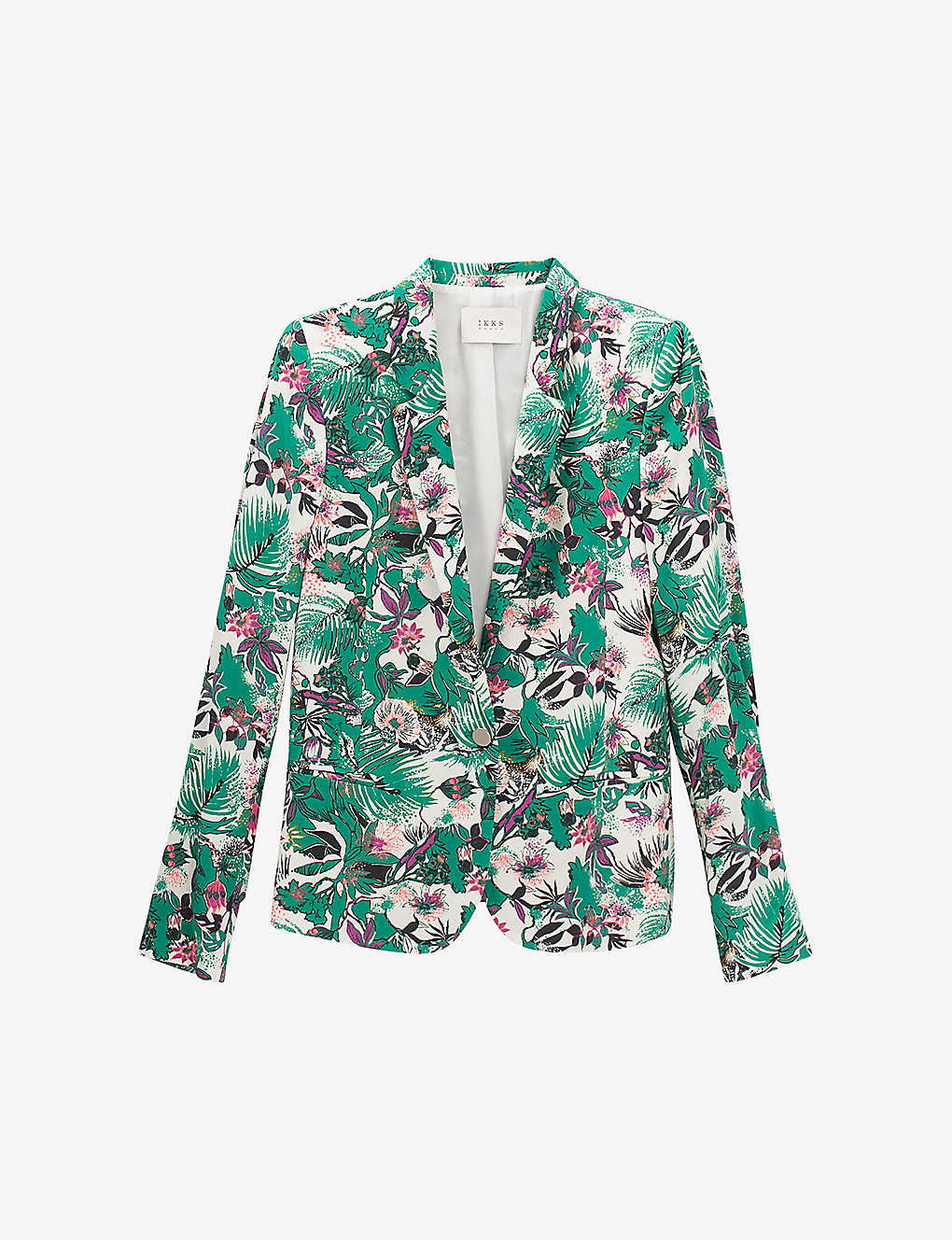 Ikks Womens Light Green Botanical-print Woven Jacket