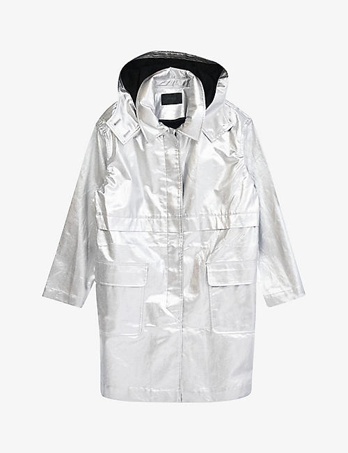 IKKS: Metallic detachable-hood cotton coat