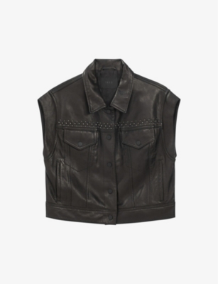IKKS: Sleeveless leather biker jacket