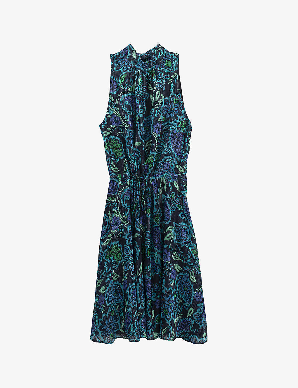 Ikks Womens Navy Blue Floral-print Woven Midi Dress