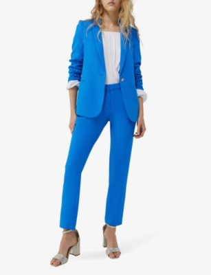 Shop Ikks Womens Bright Blue Hyacinth Gathered-sleeve Woven Blazer