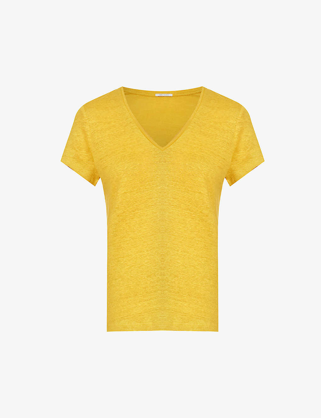 Ikks Womens Yellow V-neck Relaxed-fit Linen T-shirt
