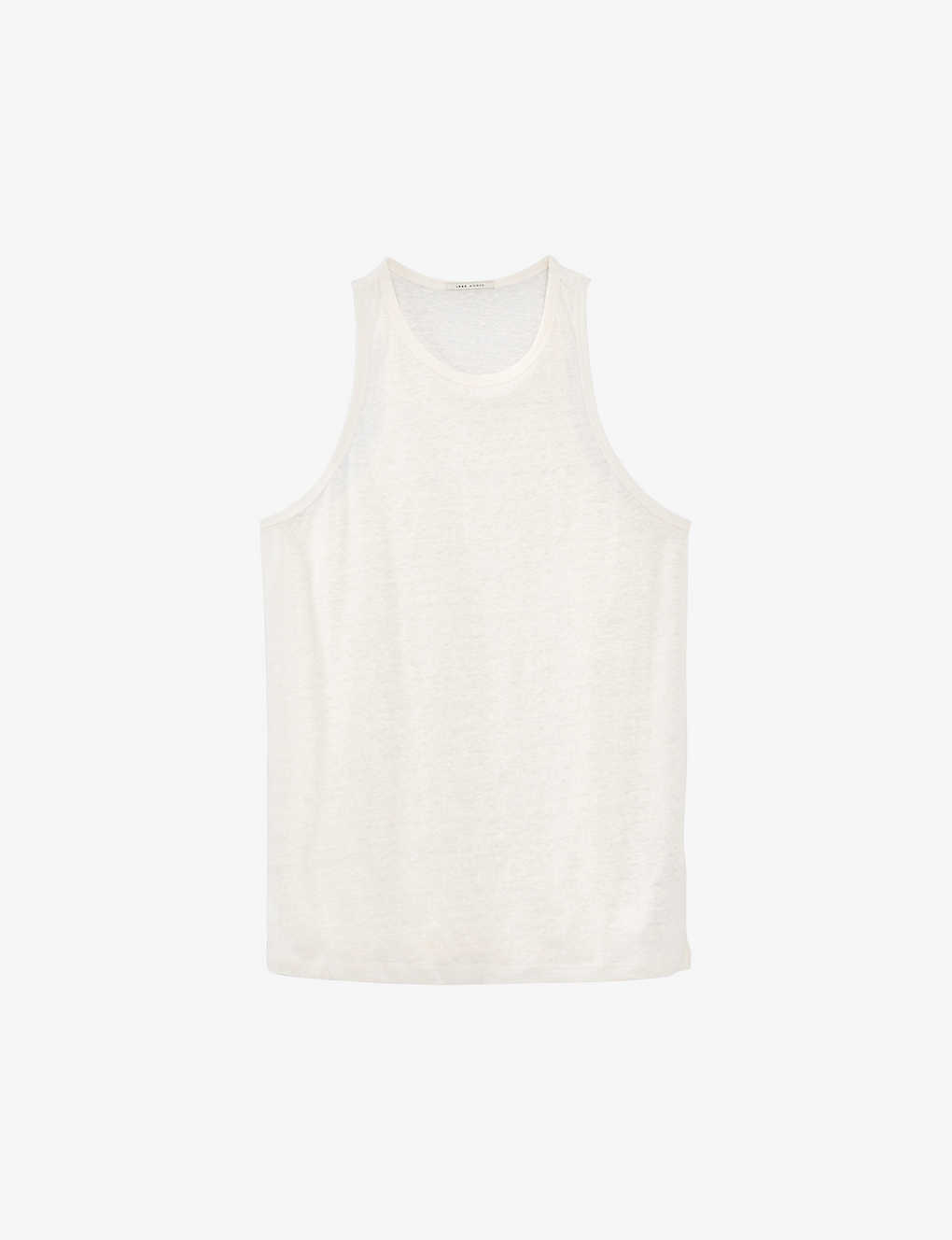 Ikks Womens Ecru Sleeveless Round-neck Linen T-shirt In Cream