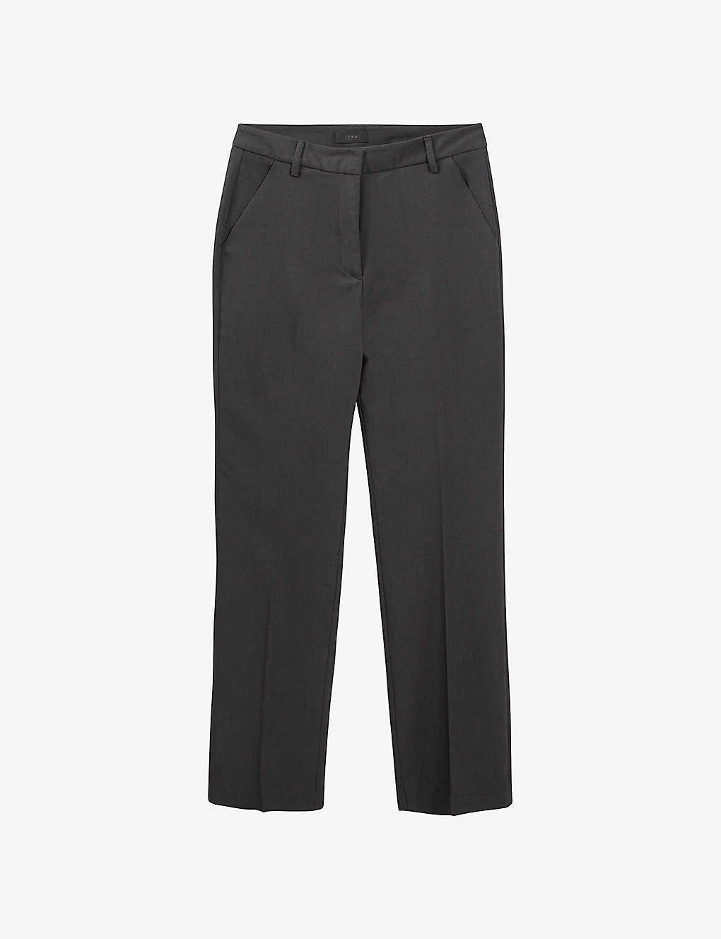 Ikks Womens Black Birdseye-weave Straight-leg Mid-rise Stretch-woven Trousers