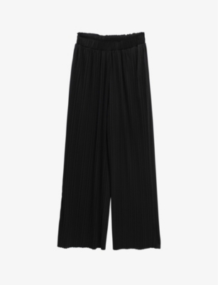 IKKS: Wide-leg high-waisted pleated recycled-polyester trousers