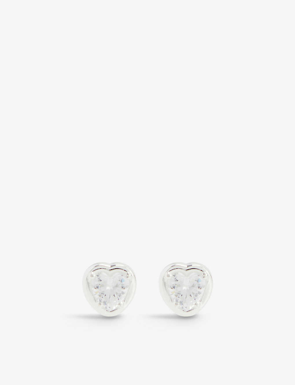 HATTON LABS HATTON LABS MEN'S SILVER WHITE HEART STERLING-SILVER AND CUBIC ZIRCONIA EARRINGS,67167839