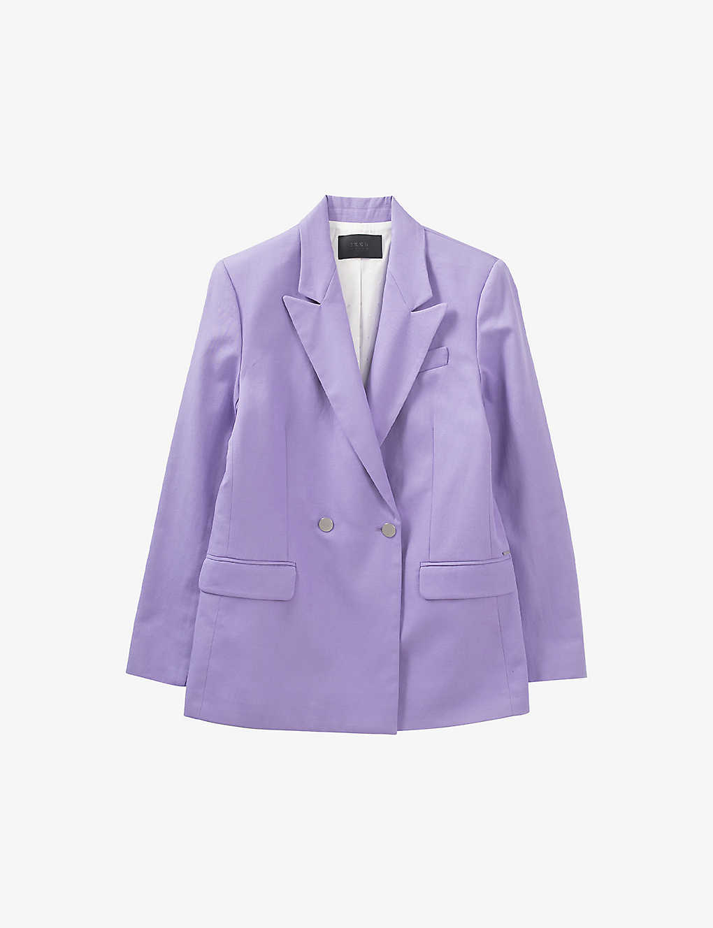 Ikks Womens Lilac Double-breasted Peaked-lapel Cotton-blend Blazer In Purple