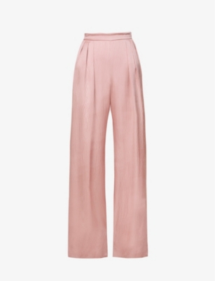 MAX MARA UNCINO WIDE-LEG HIGH-RISE SILK TROUSERS,67169093