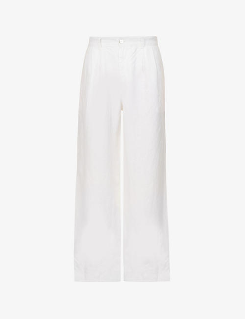 BELLA DAHL: Pleated elasticated-waist wide-leg mid-rise linen trousers