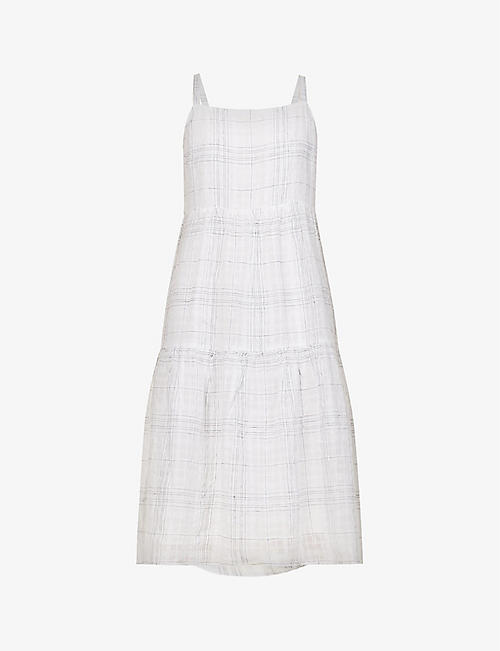 BELLA DAHL: Checked linen and cotton-blend midi dress