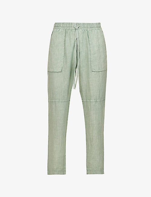 BELLA DAHL: Flap-pocket tapered-leg mid-rise linen trousers