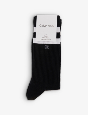 CALVIN KLEIN: Stripe-pattern pack of two stretch-cotton blend socks