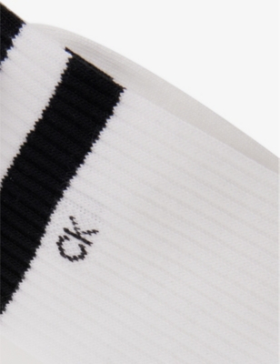 CALVIN KLEIN: Stripe-pattern pack of two stretch-cotton blend socks