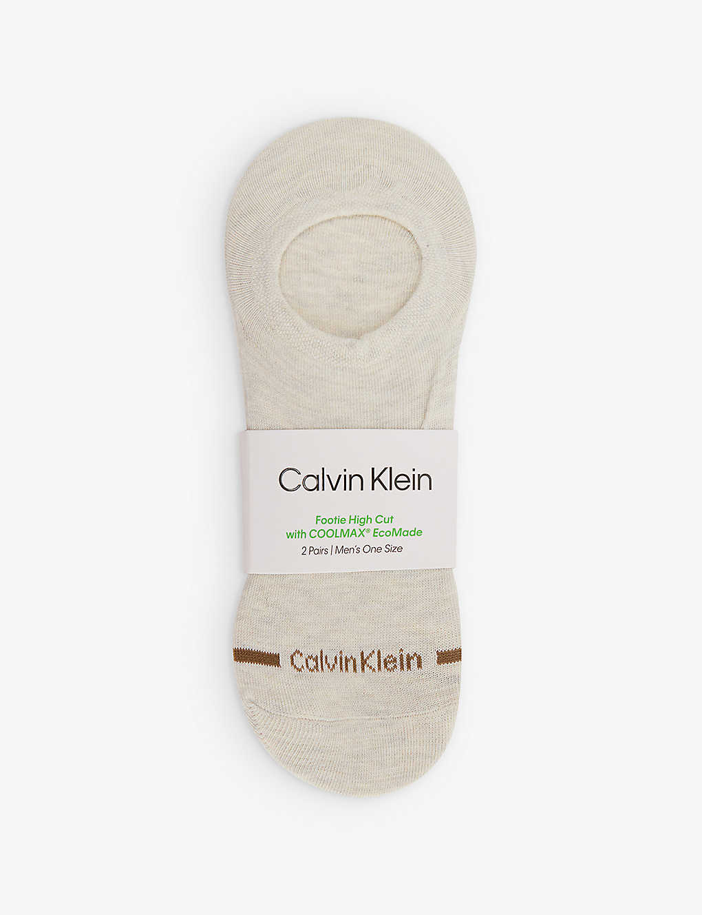Calvin Klein Mens Beige Melange Logo-print Pack Of Two Stretch Woven-blend Socks