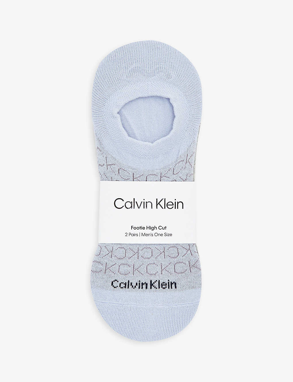 Calvin Klein Mens Light Blue Logo-print Pack Of Two Stretch-cotton Blend Socks