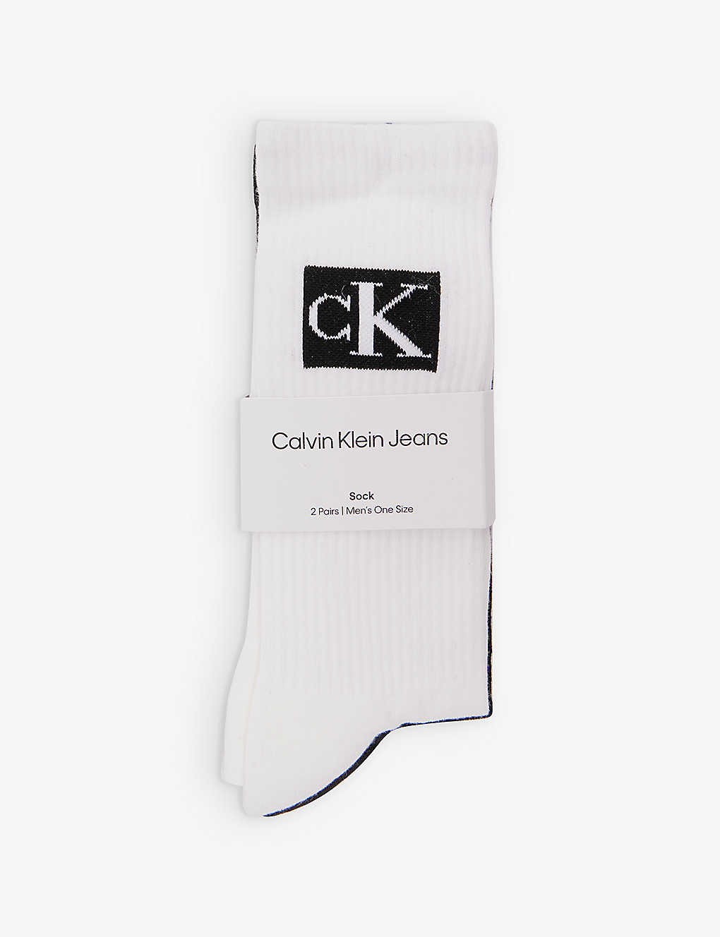 Calvin Klein Logo-print Cuff Pack Of Two Stretch Cotton-blend Socks In White / Black