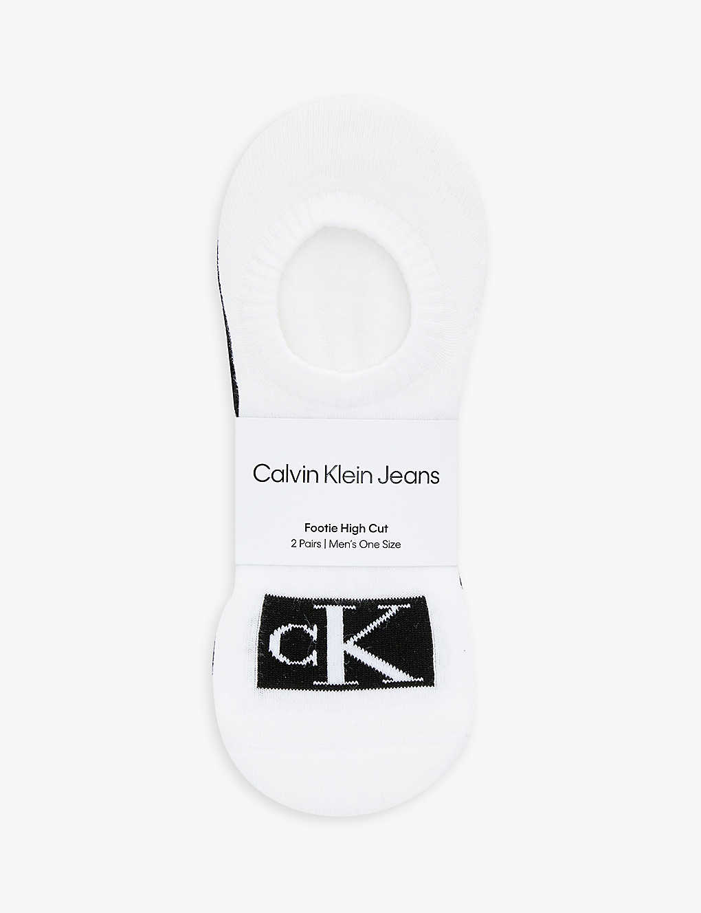 Calvin Klein Brand-print High-cut Pack Of Two Stretch-cotton Blend Socks In White / Black
