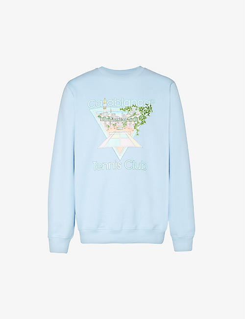 CASABLANCA: Tennis Club branded-print organic-cotton sweatshirt