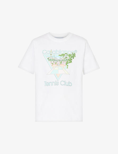 CASABLANCA: Tennis Club graphic-print organic-cotton T-shirt