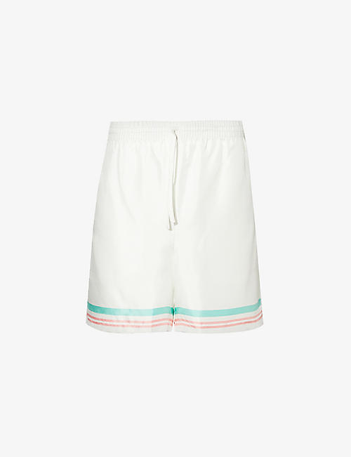 CASABLANCA: Tennis Club striped-cuff silk shorts
