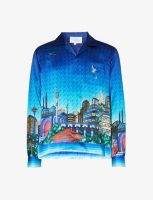 CASABLANCA CASABLANCA MEN'S THE NIGHT VIEW NIGHT VIEW PRINTED SILK SHIRT