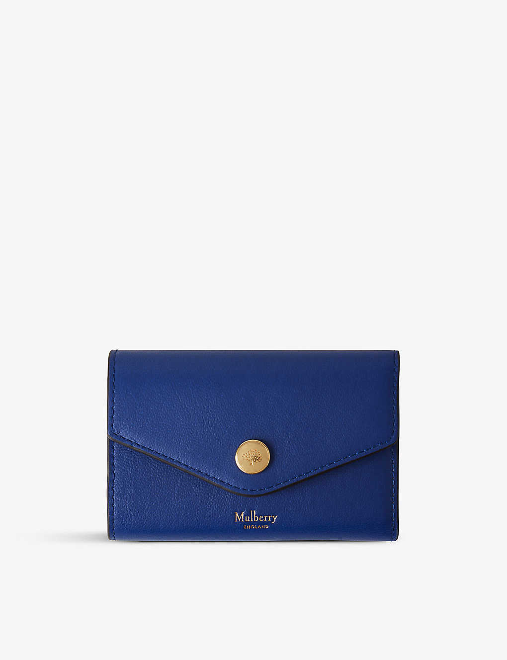 Mulberry Womens Pigment Blue Plaque-embellished Grained Leather Folded Wallet