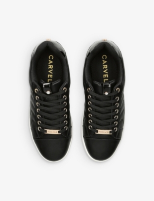 Shop Carvela Womens  Joyful Quilted Low-top Faux-leather Trainers In Black