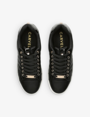 Shop Carvela Women's Black Joyful Quilted Low-top Faux-leather Trainers